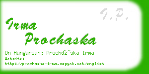 irma prochaska business card